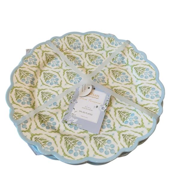 Lillian August French Farmhouse Floral Melamine Salad Plates 9in Set of 4 New - Picture 11 of 15